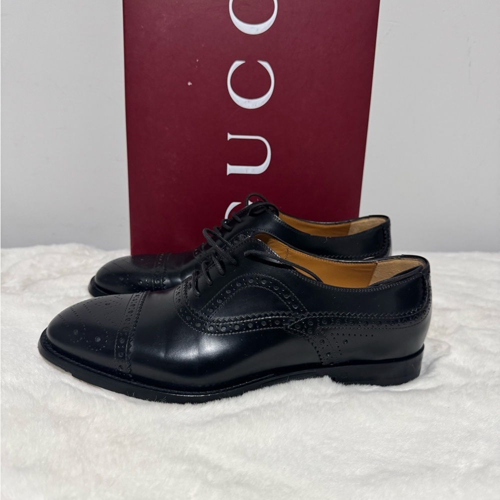 Gucci Black Brogue Men's Oxfords - Picture 3 of 11